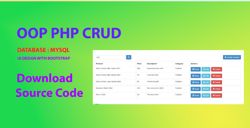 php crud opration using mysql database